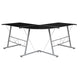 Black Top/Silver Frame |#| L-Shaped Computer Corner Glass Desk, Gaming Desk, Home Office Corner Desk, Black