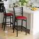 Red Vinyl Seat/Black Metal Frame |#| Black Ladder Back Metal Restaurant Barstool - Red Vinyl Seat