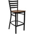 Cherry Wood Seat/Black Metal Frame |#| Black Ladder Back Metal Restaurant Barstool - Cherry Wood Seat