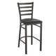 Black Vinyl Seat/Distressed Gold Metal Frame |#| Distressed Gold Ladder Back Metal Restaurant Barstool - Black Vinyl Seat