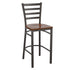 Cherry Wood Seat/Distressed Gold Metal Frame |#| Distressed Gold Ladder Back Metal Restaurant Barstool - Cherry Wood Seat