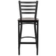 Walnut Wood Seat/Black Metal Frame |#| Black Ladder Back Metal Restaurant Barstool - Walnut Wood Seat