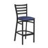 Blue Vinyl Seat/Black Metal Frame |#| Black Ladder Back Metal Restaurant Barstool - Blue Vinyl Seat