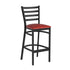 Red Vinyl Seat/Black Metal Frame |#| Black Ladder Back Metal Restaurant Barstool - Red Vinyl Seat