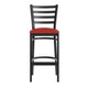 Red Vinyl Seat/Black Metal Frame |#| Black Ladder Back Metal Restaurant Barstool - Red Vinyl Seat