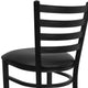 Black Vinyl Seat/Black Metal Frame |#| Black Ladder Back Metal Restaurant Barstool - Black Vinyl Seat