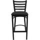 Black Vinyl Seat/Black Metal Frame |#| Black Ladder Back Metal Restaurant Barstool - Black Vinyl Seat