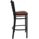Burgundy Vinyl Seat/Black Metal Frame |#| Black Ladder Back Metal Restaurant Barstool - Burgundy Vinyl Seat