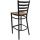Mahogany Wood Seat/Black Metal Frame |#| Black Ladder Back Metal Restaurant Barstool - Mahogany Wood Seat