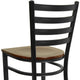 Mahogany Wood Seat/Black Metal Frame |#| Black Ladder Back Metal Restaurant Barstool - Mahogany Wood Seat