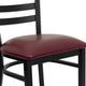 Burgundy Vinyl Seat/Black Metal Frame |#| Black Ladder Back Metal Restaurant Chair - Burgundy Vinyl Seat