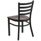 Walnut Wood Seat/Black Metal Frame |#| Black Ladder Back Metal Restaurant Chair - Walnut Wood Seat