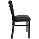Black Vinyl Seat/Black Metal Frame |#| Black Ladder Back Metal Restaurant Chair - Black Vinyl Seat
