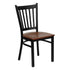 Cherry Wood Seat/Black Metal Frame |#| Black Vertical Back Metal Restaurant Chair - Cherry Wood Seat