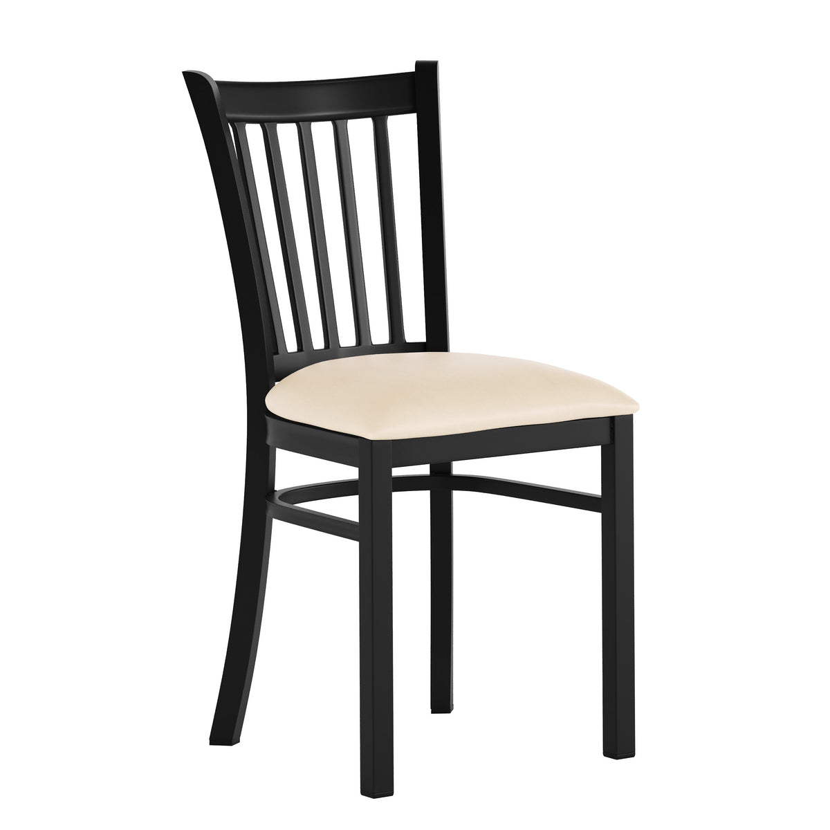 Tan Vinyl Seat/Black Metal Frame |#| Commercial Black Vertical Back Restaurant Chair with Tan Vinyl Seat