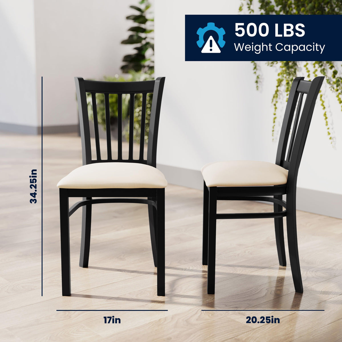 Tan Vinyl Seat/Black Metal Frame |#| Commercial Black Vertical Back Restaurant Chair with Tan Vinyl Seat
