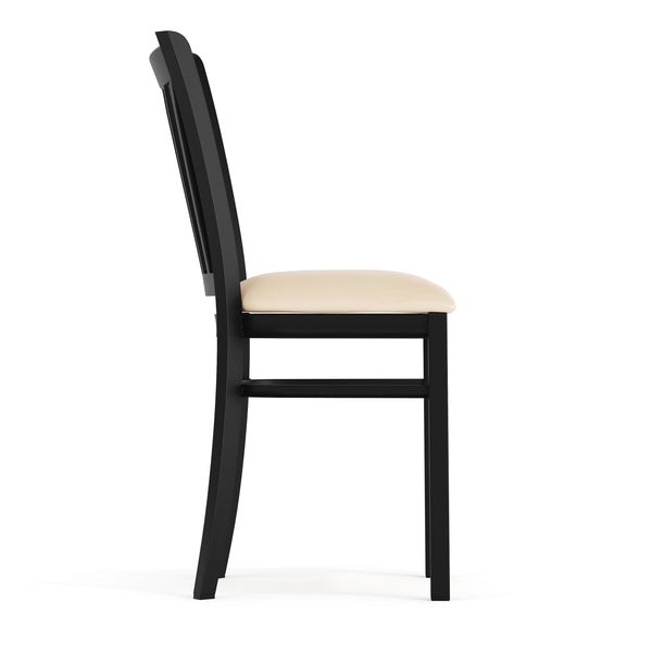 Tan Vinyl Seat/Black Metal Frame |#| Commercial Black Vertical Back Restaurant Chair with Tan Vinyl Seat