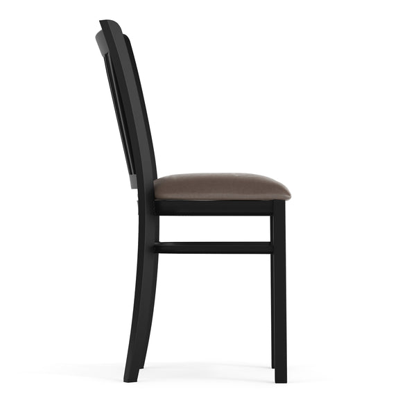 Mocha Vinyl Seat/Black Metal Frame |#| Commercial Black Ladder Back Restaurant Chair with Mocha Vinyl Seat