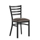 Mocha Vinyl Seat/Black Metal Frame |#| Commercial Black Ladder Back Restaurant Chair with Mocha Vinyl Seat