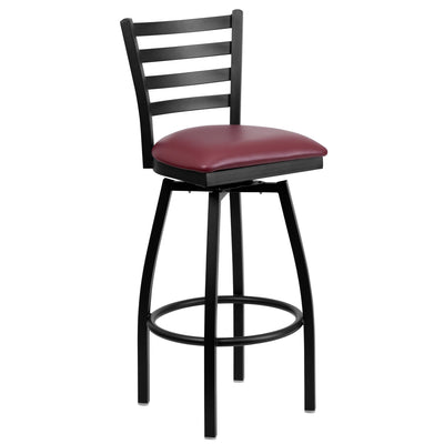 Ladder Back Swivel Metal Barstool - View 1