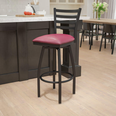 Ladder Back Swivel Metal Barstool - View 2
