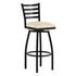 Tan Vinyl Seat/Black Metal Frame |#| Commercial Black Ladder Back Swivel Metal Barstool with Tan Vinyl Seat