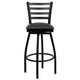 Black Vinyl Seat/Black Metal Frame |#| Black Ladder Back Swivel Metal Barstool - Black Vinyl Seat
