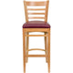 Burgundy Vinyl Seat/Natural Wood Frame |#| Ladder Back Natural Wood Restaurant Barstool - Burgundy Vinyl Seat