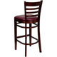 Burgundy Vinyl Seat/Mahogany Wood Frame |#| Ladder Back Mahogany Wood Restaurant Barstool - Burgundy Vinyl Seat