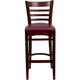 Burgundy Vinyl Seat/Mahogany Wood Frame |#| Ladder Back Mahogany Wood Restaurant Barstool - Burgundy Vinyl Seat