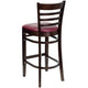 Burgundy Vinyl Seat/Walnut Wood Frame |#| Ladder Back Walnut Wood Restaurant Barstool - Burgundy Vinyl Seat