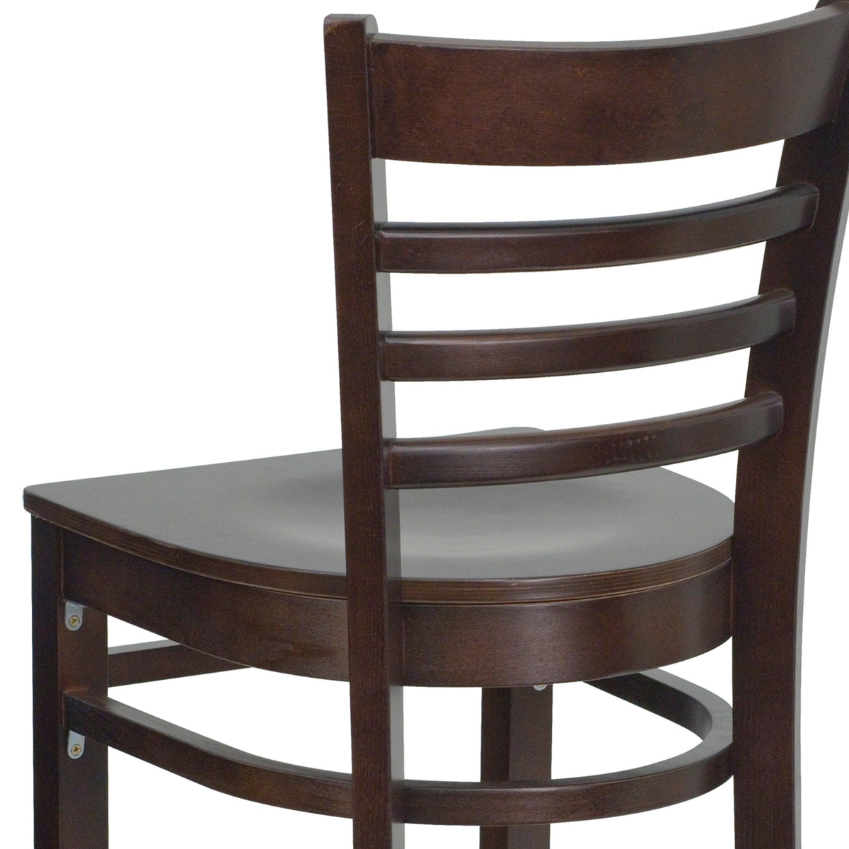 Walnut Wood Seat/Walnut Wood Frame |#| Ladder Back Walnut Wood Restaurant Barstool