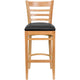 Black Vinyl Seat/Natural Wood Frame |#| Ladder Back Natural Wood Restaurant Barstool - Black Vinyl Seat