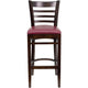 Burgundy Vinyl Seat/Walnut Wood Frame |#| Ladder Back Walnut Wood Restaurant Barstool - Burgundy Vinyl Seat