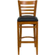 Black Vinyl Seat/Cherry Wood Frame |#| Ladder Back Cherry Wood Restaurant Barstool - Black Vinyl Seat