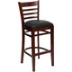 Black Vinyl Seat/Mahogany Wood Frame |#| Ladder Back Mahogany Wood Restaurant Barstool - Black Vinyl Seat