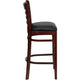 Black Vinyl Seat/Mahogany Wood Frame |#| Ladder Back Mahogany Wood Restaurant Barstool - Black Vinyl Seat