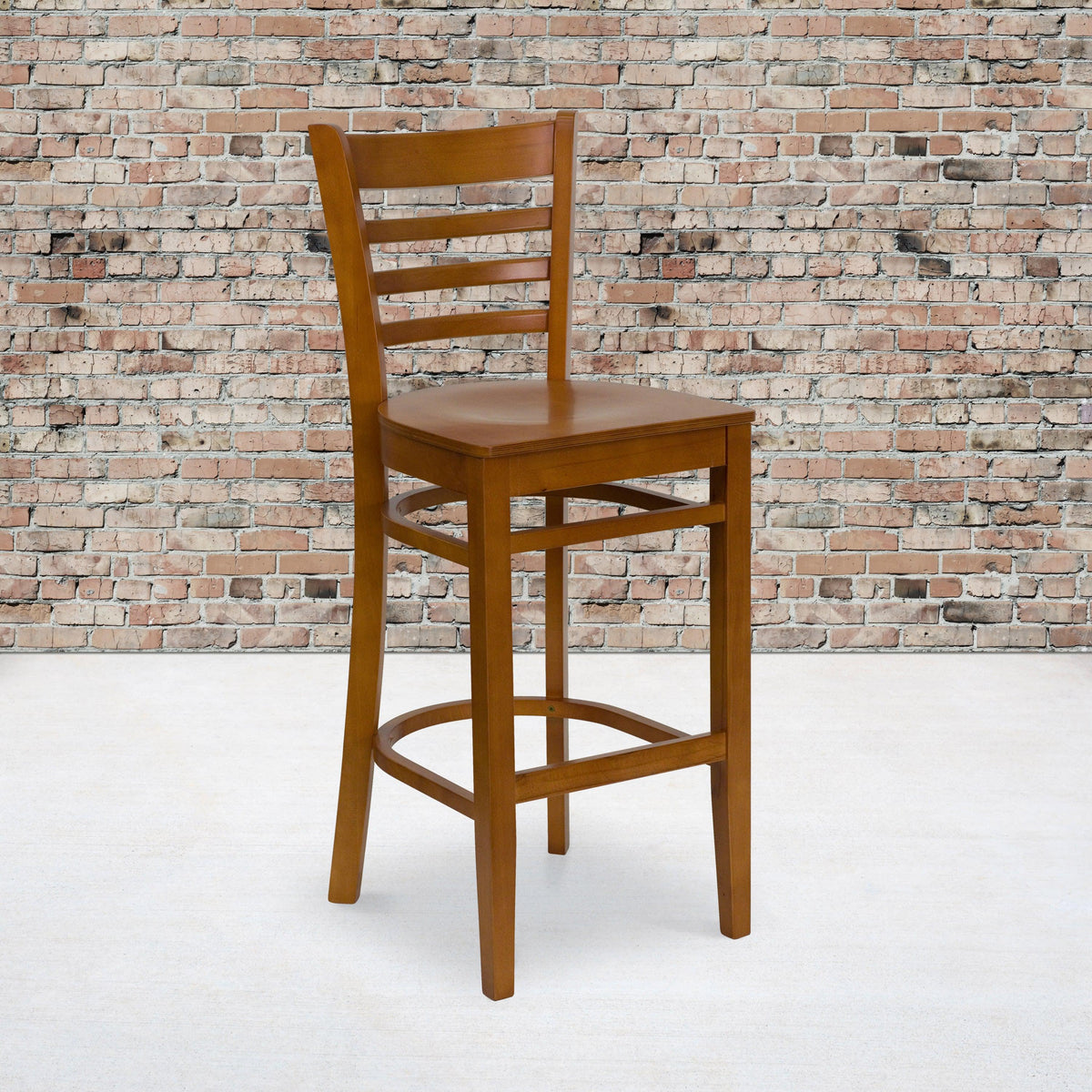 Cherry Wood Seat/Cherry Wood Frame |#| Ladder Back Cherry Wood Restaurant Barstool