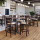 Tan Vinyl Seat/Walnut Wood Frame |#| Commercial Ladder Back Walnut Wood Restaurant Barstool - Tan Vinyl Seat