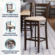 Tan Vinyl Seat/Walnut Wood Frame |#| Commercial Ladder Back Walnut Wood Restaurant Barstool - Tan Vinyl Seat