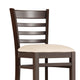 Tan Vinyl Seat/Walnut Wood Frame |#| Commercial Ladder Back Walnut Wood Restaurant Barstool - Tan Vinyl Seat
