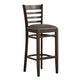 Mocha Vinyl Seat/Walnut Wood Frame |#| Commercial Ladder Back Walnut Wood Restaurant Barstool - Mocha Vinyl Seat
