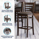 Mocha Vinyl Seat/Walnut Wood Frame |#| Commercial Ladder Back Walnut Wood Restaurant Barstool - Mocha Vinyl Seat