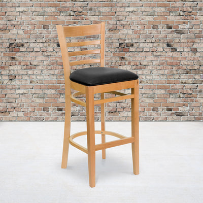 Ladder Back Wooden Restaurant Barstool - View 2