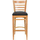 Black Vinyl Seat/Natural Wood Frame |#| Ladder Back Natural Wood Restaurant Barstool - Black Vinyl Seat