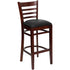 Black Vinyl Seat/Mahogany Wood Frame |#| Ladder Back Mahogany Wood Restaurant Barstool - Black Vinyl Seat