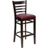 Burgundy Vinyl Seat/Walnut Wood Frame |#| Ladder Back Walnut Wood Restaurant Barstool - Burgundy Vinyl Seat
