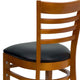 Black Vinyl Seat/Cherry Wood Frame |#| Ladder Back Cherry Wood Restaurant Chair - Black Vinyl Seat