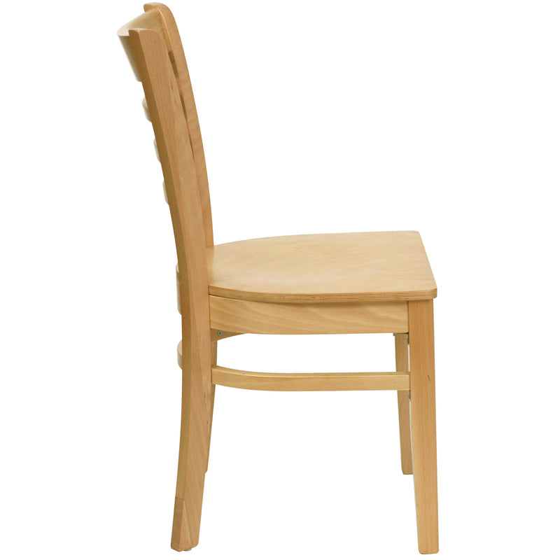 Natural Wood Seat/Natural Wood Frame |#| Ladder Back Natural Wood Restaurant Chair