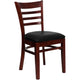Black Vinyl Seat/Mahogany Wood Frame |#| Ladder Back Mahogany Wood Restaurant Chair - Black Vinyl Seat